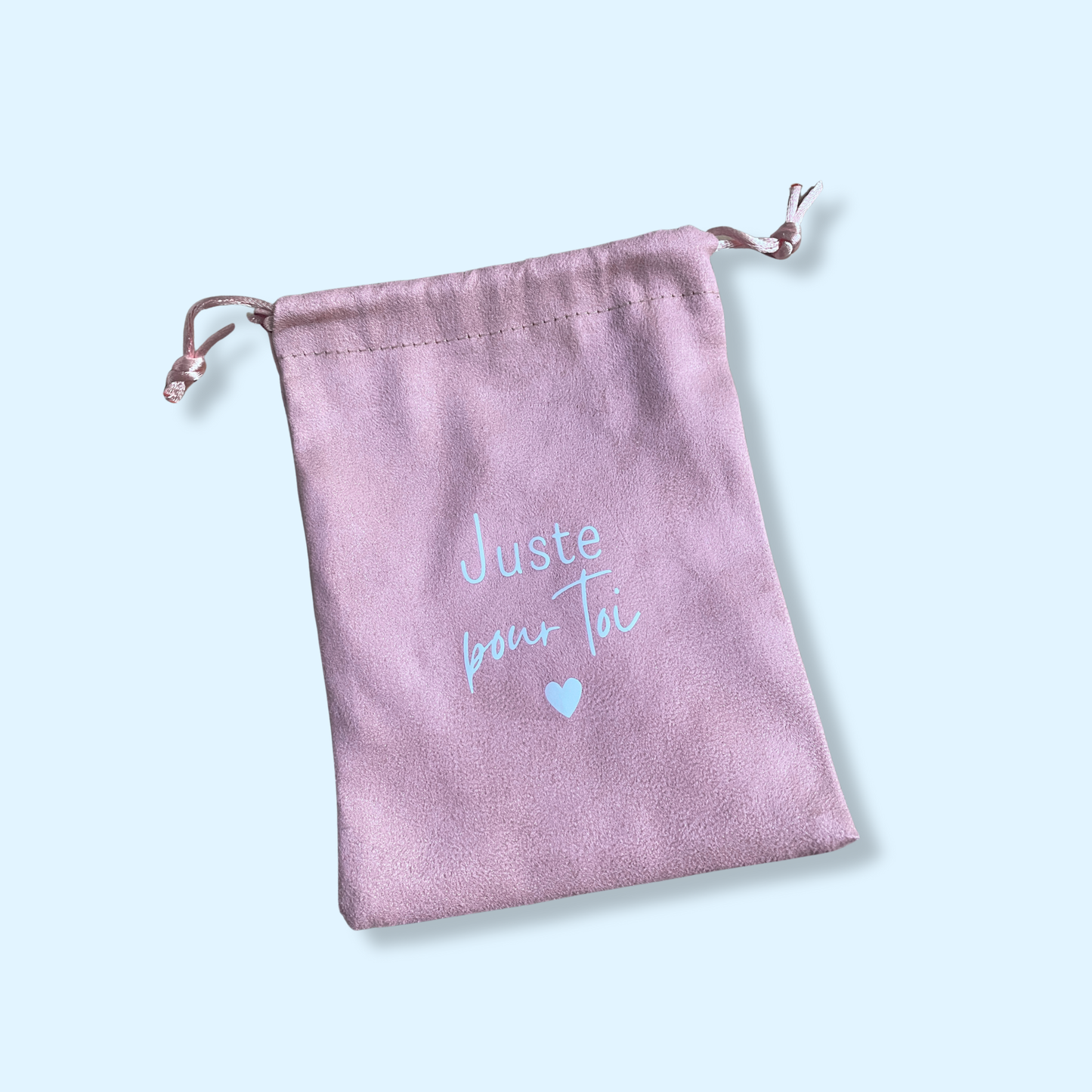 Pochon cadeaux - Juste pour toi - rose poudré - 12 x 16 cm