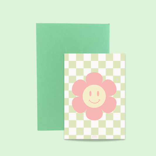 Carte fleur damier