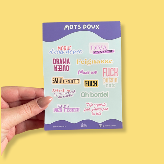 Planche de stickers - Mots doux - A6