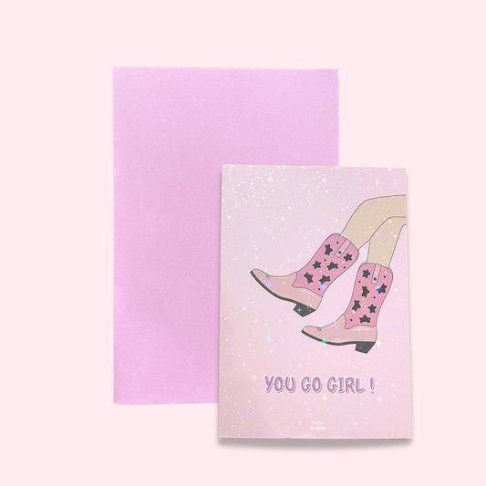 Carte santiags - You go girl ! - paillette