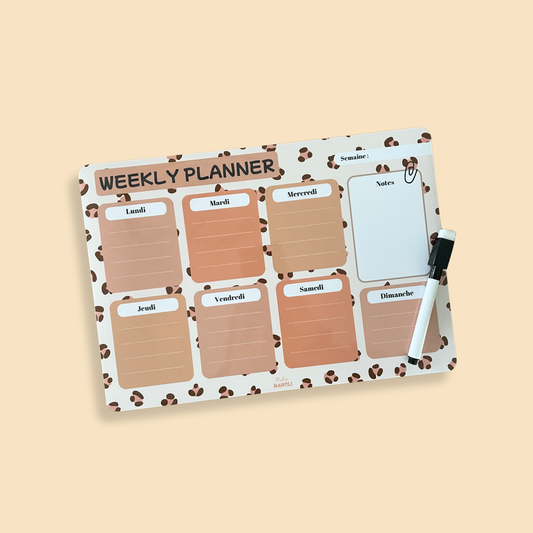 Weekly Planner magnétique - léopard -A4 - avec feutre noir