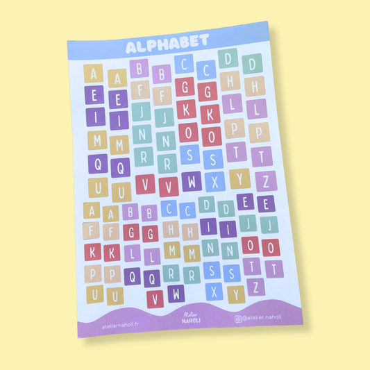 Planche de stickers papier - alphabet - A5