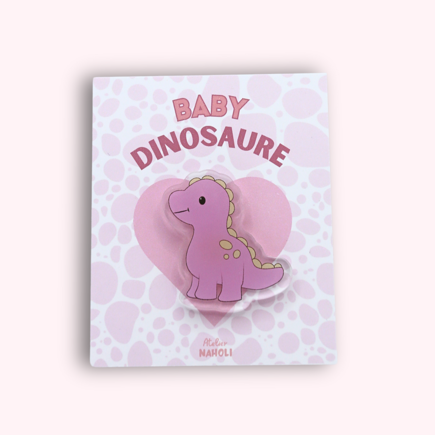 Pins dinosaure rose en acrylique