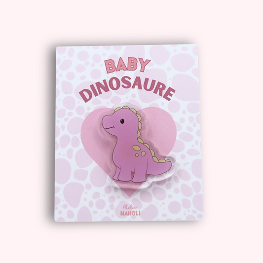 Pins dinosaure rose en acrylique