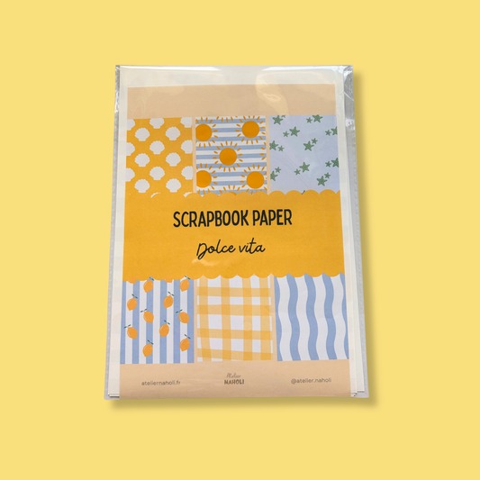 SET - Papier Scrapbook format A5 - Thème DOLCE VITA
