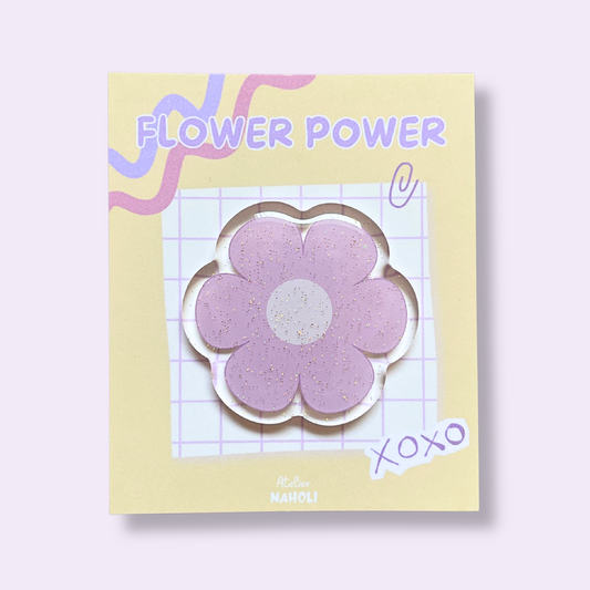 Pins à paillettes - fleur rose