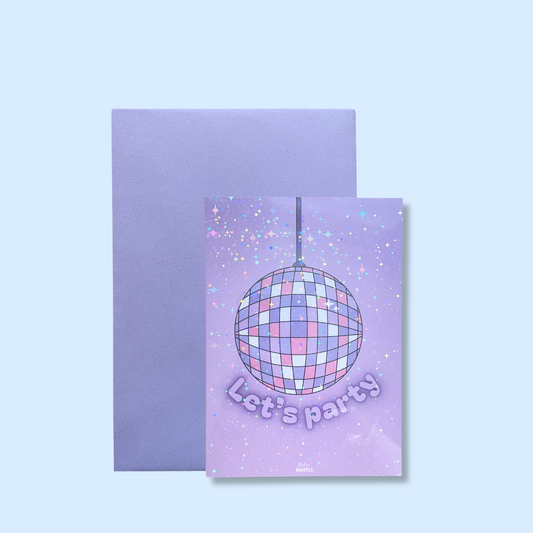 Carte boule disco "let's party" à paillettes